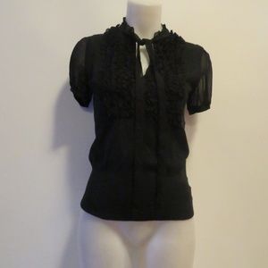 NEXT WITH LOVE RUFFLED SHEER SHORT SLEEVE TOP 10 *